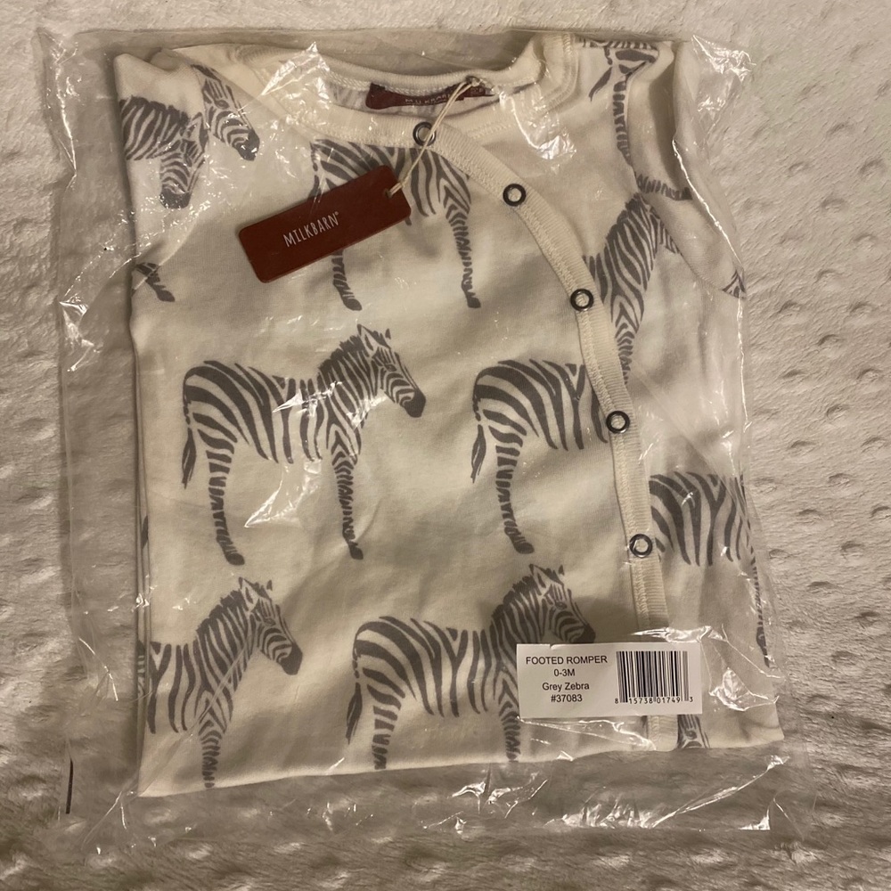 SOLD Milkbarn Zebra Snap Footie